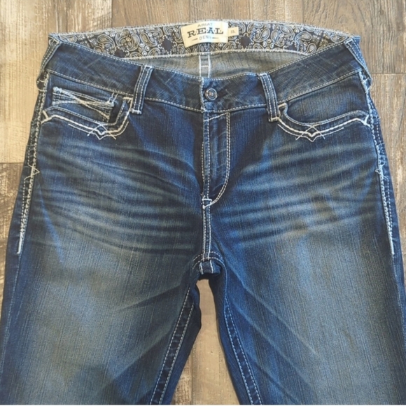 ARIAT R.E A.L. Mid Rise Stretch Entwined bootcut jeans sz 33L marine blue TALL - Picture 4 of 5